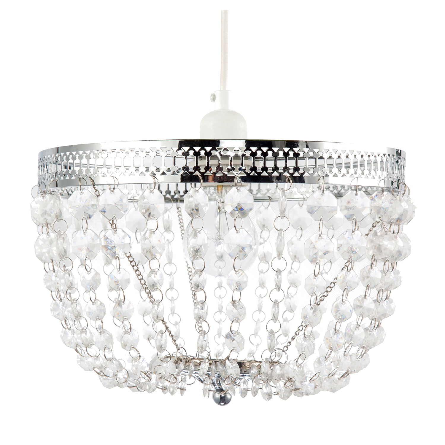 Traditional Vintage Chrome Pendant Lighting Shade with Clear Acrylic Image 5