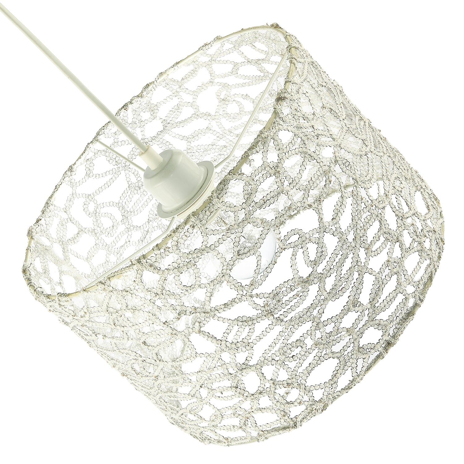 Silver Mesh Metal and Fabric Drum Lamp Shade with Inner Clear PVC Image 5