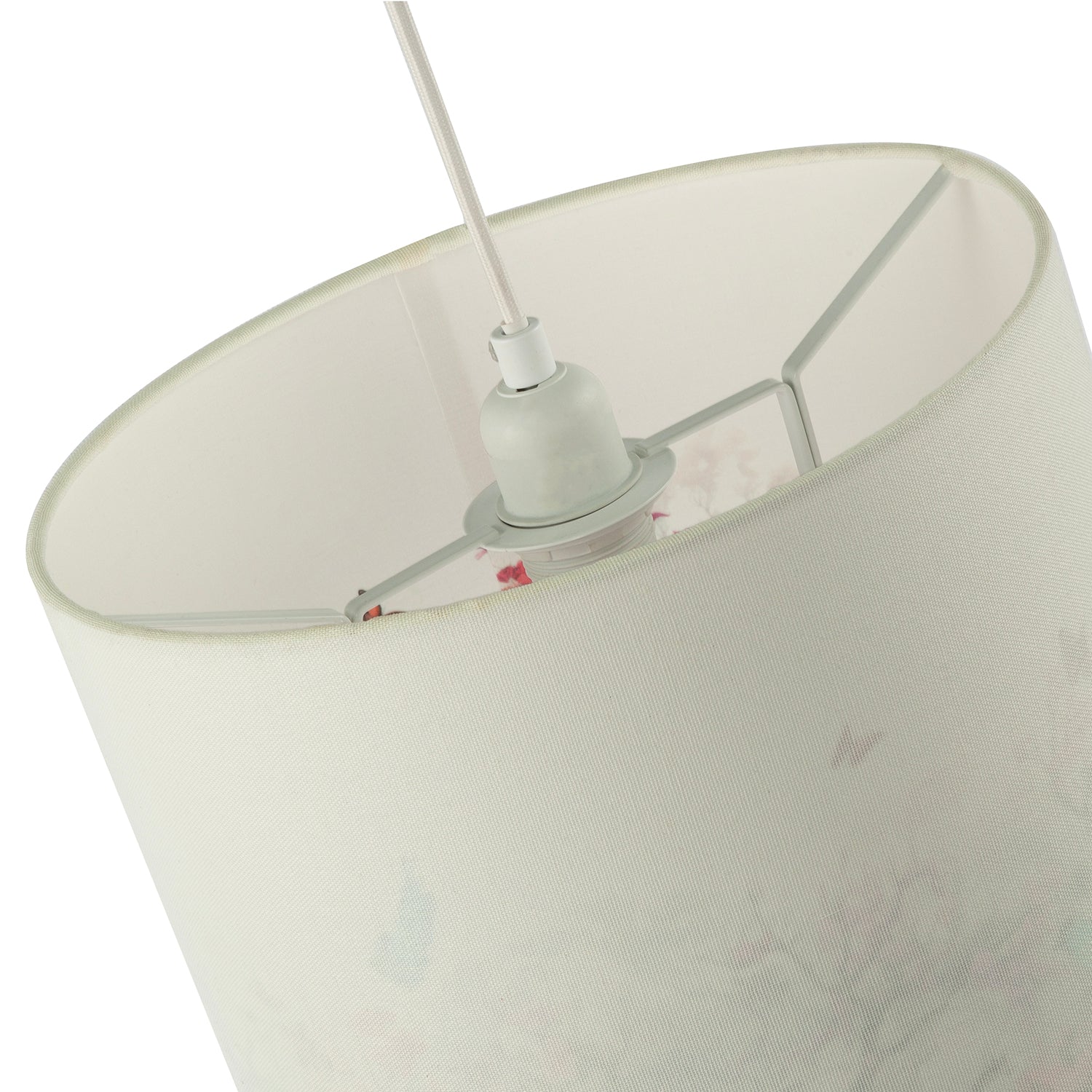 Cream Linen Fabric Lamp Shade with Inner Cotton Colourful Floral Print Image 4