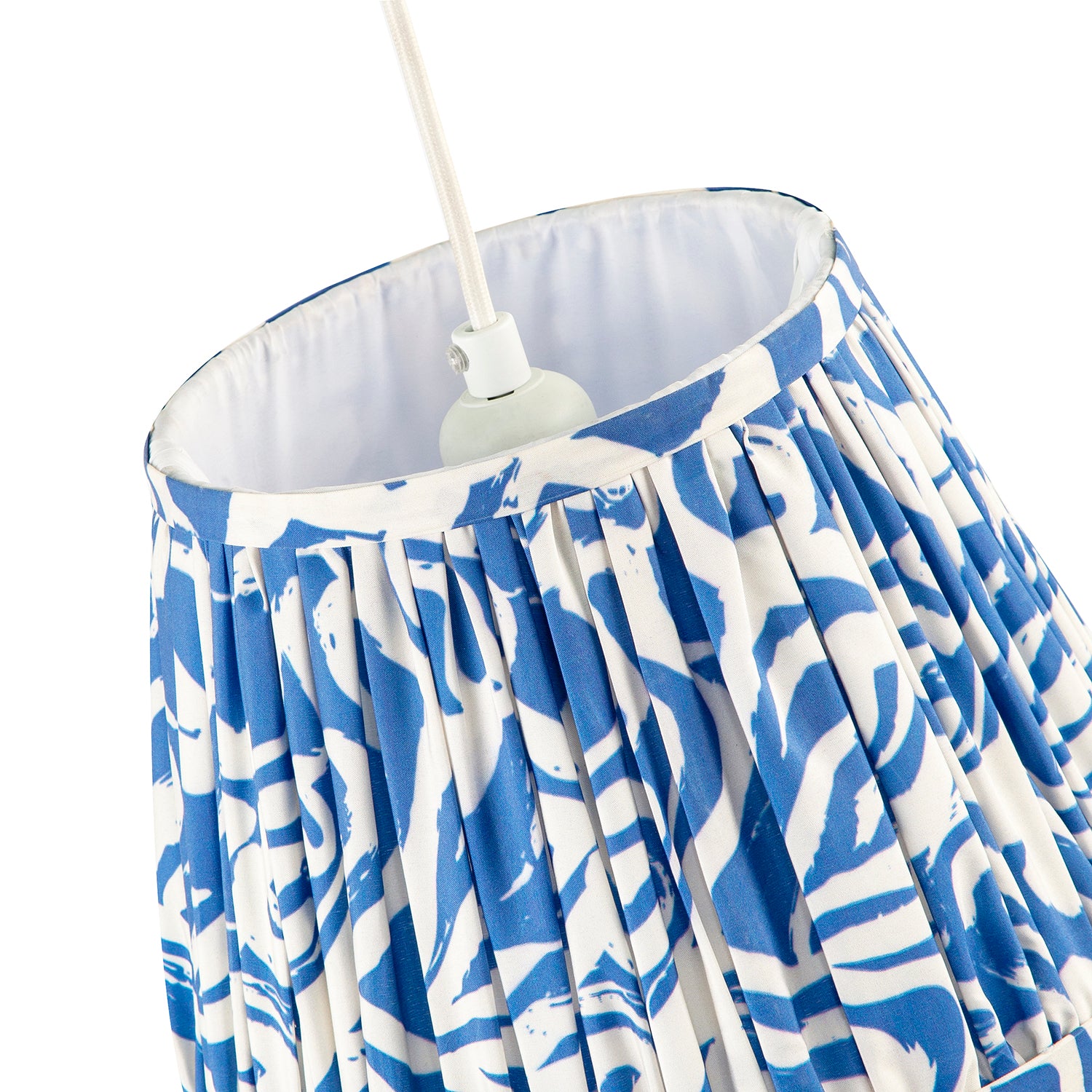 Modern Blue Nova Pleated Cotton Fabric Lamp Shade with Tapered Design Image 3