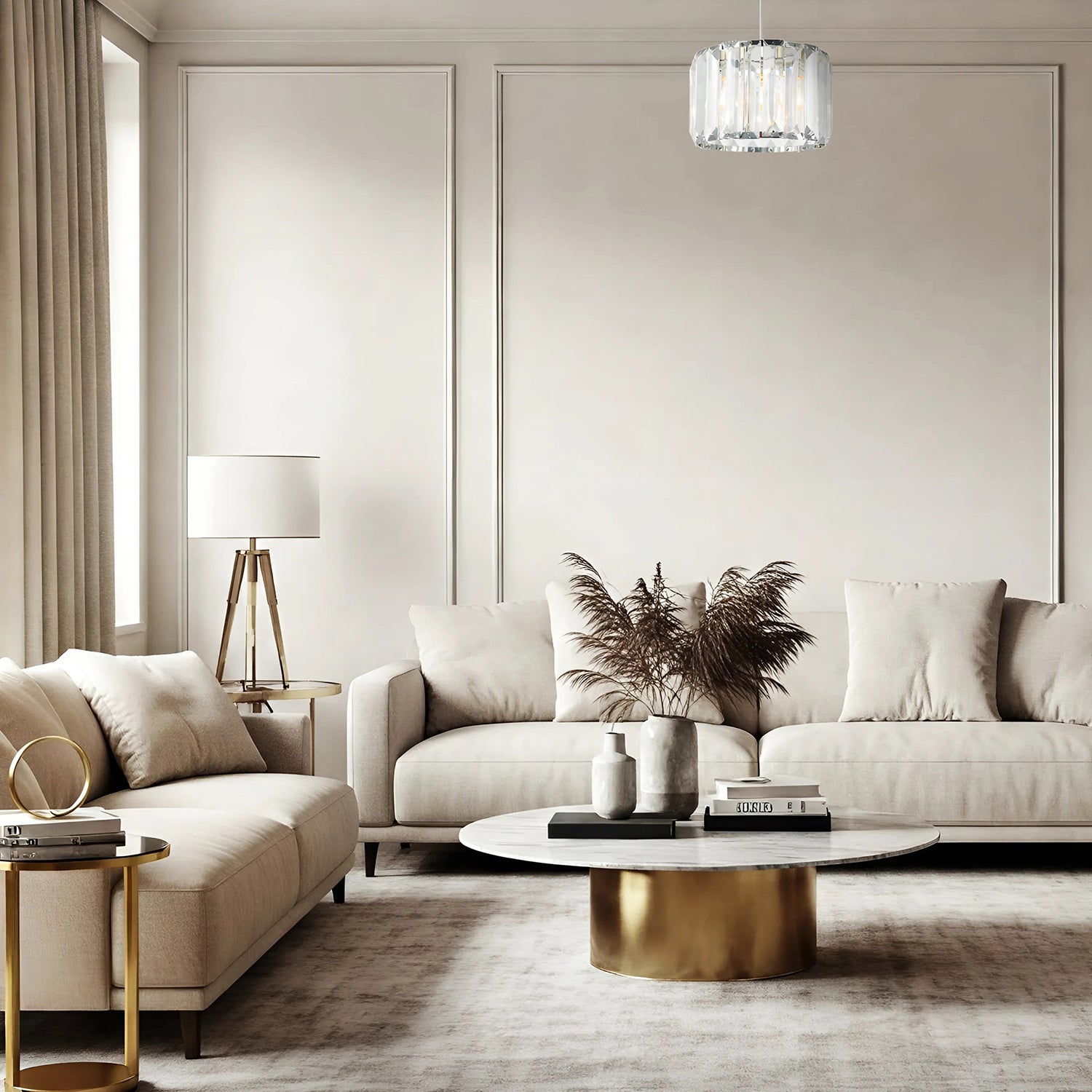 Contemporary Easy Fit Chrome Pendant Shade with Clear Acrylic Rectangular Rods Image 7