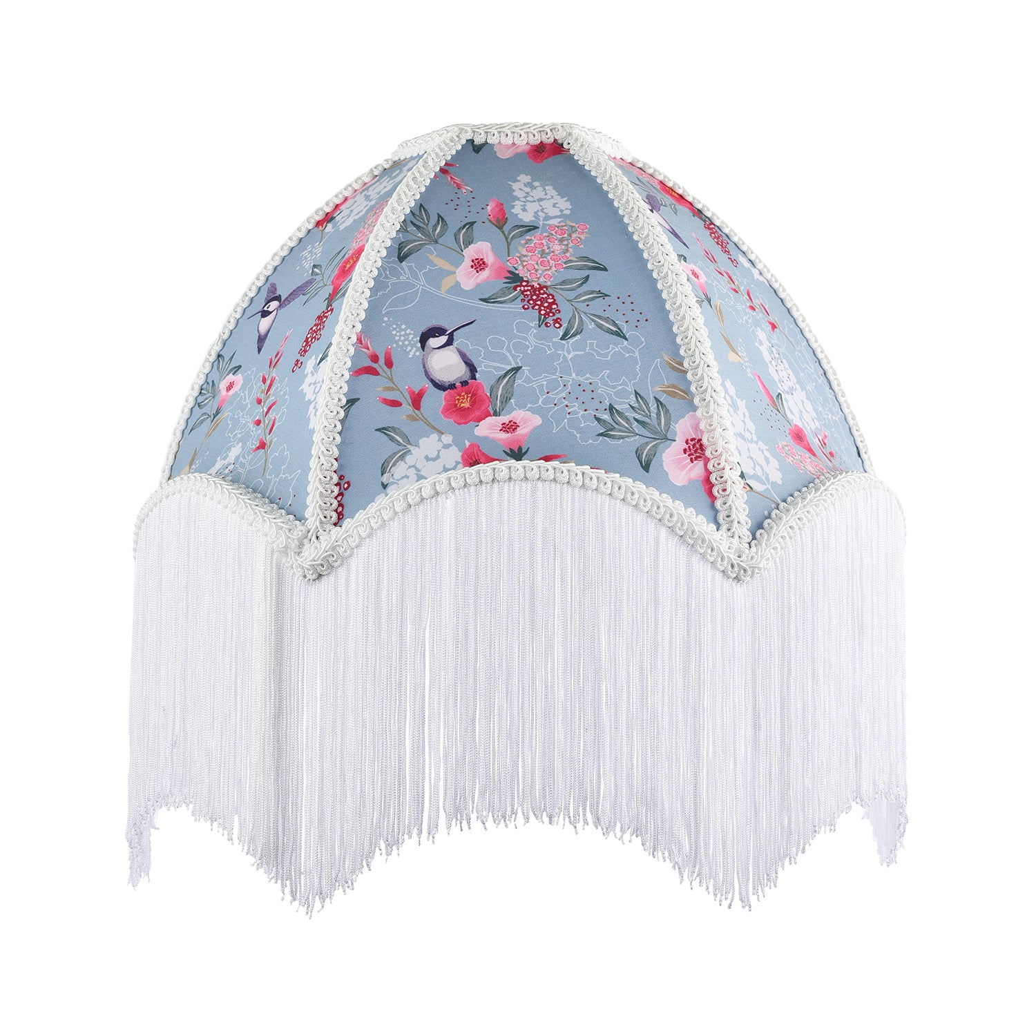 1920s Vintage Duck Egg Lamp Shade with Vibrant Flowers and Birds Decor Image 1