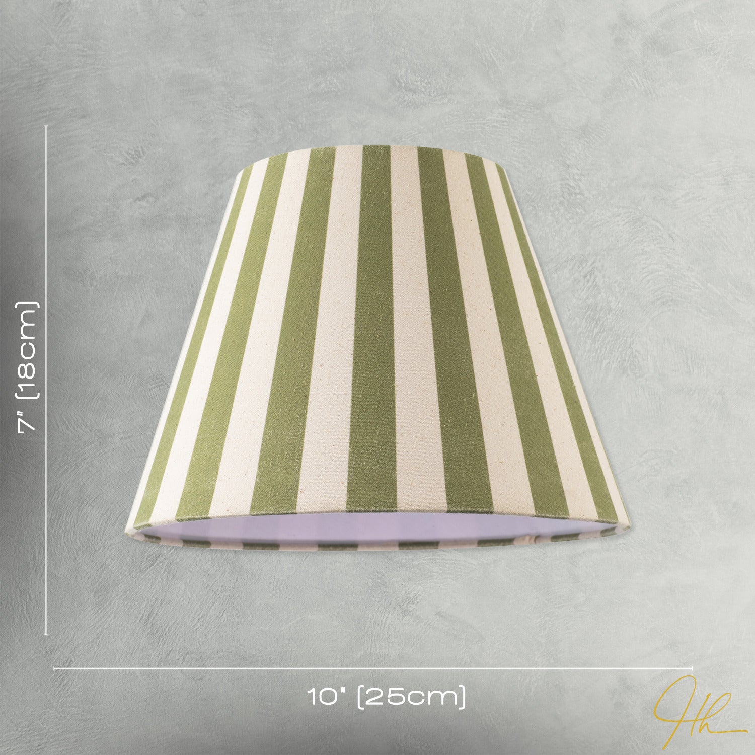 Olive Green and Oatmeal Linen Striped Coolie Shade with Cotton Inner Image 7