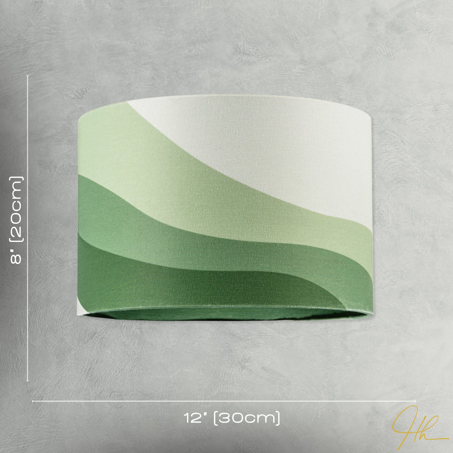 Forest Green Linen Fabric Lamp Shade with Inner and Outer Wavy Design Image 7