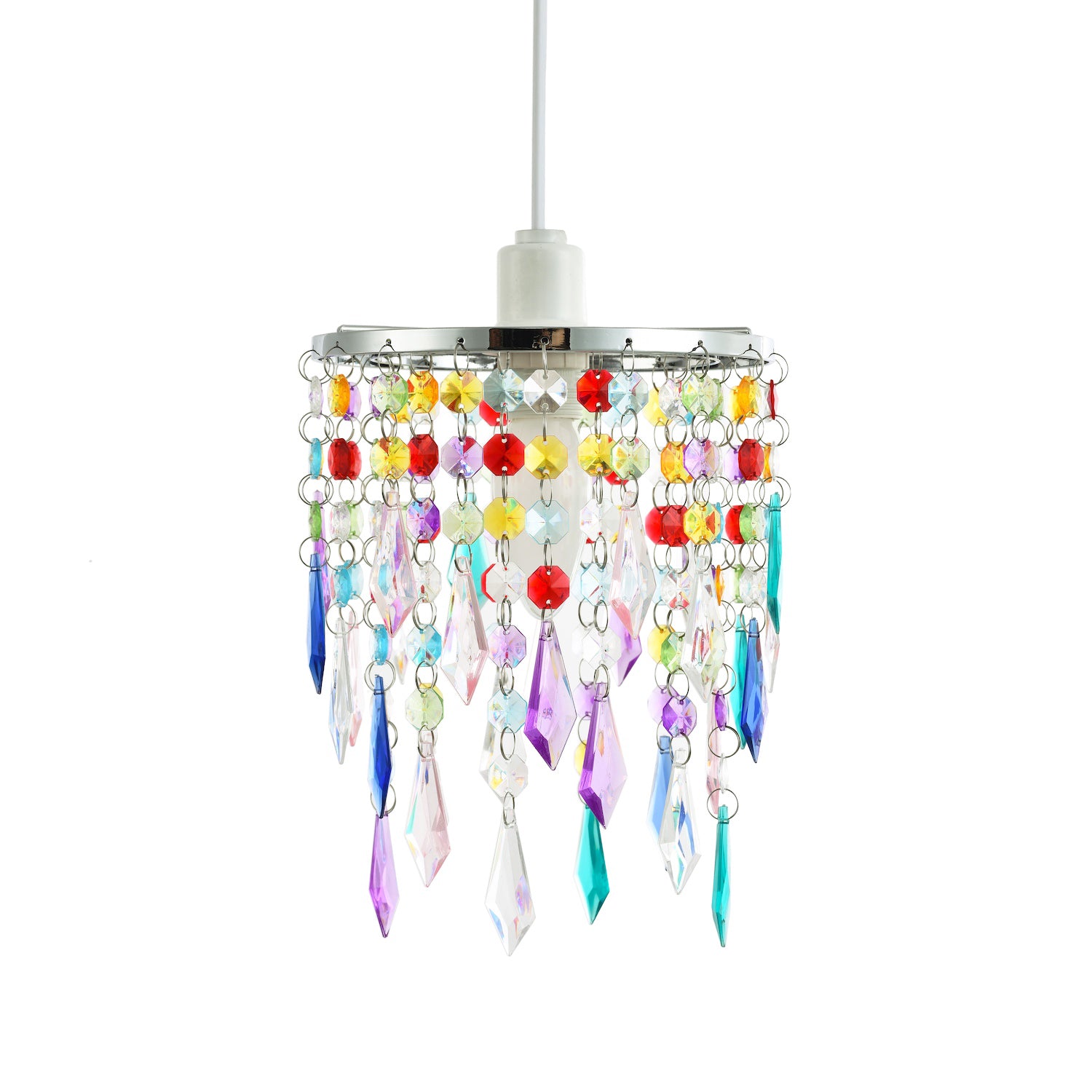 Modern Waterfall Design Pendant Shade with Multi Colour Acrylic Drops and Beads Image 2