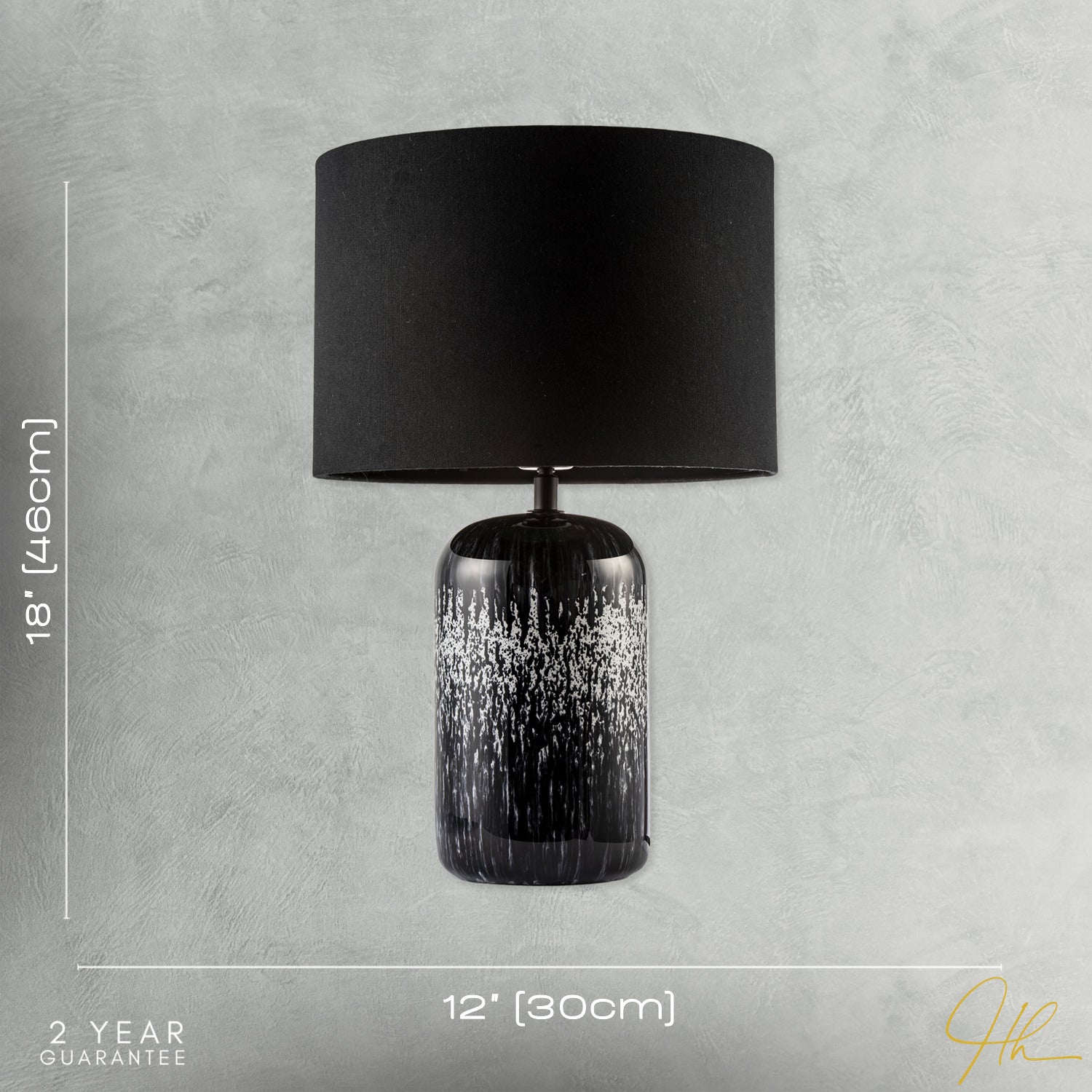 Modern Black and White Marble Drip Snowflake Glass Lamp with Shade Image 7