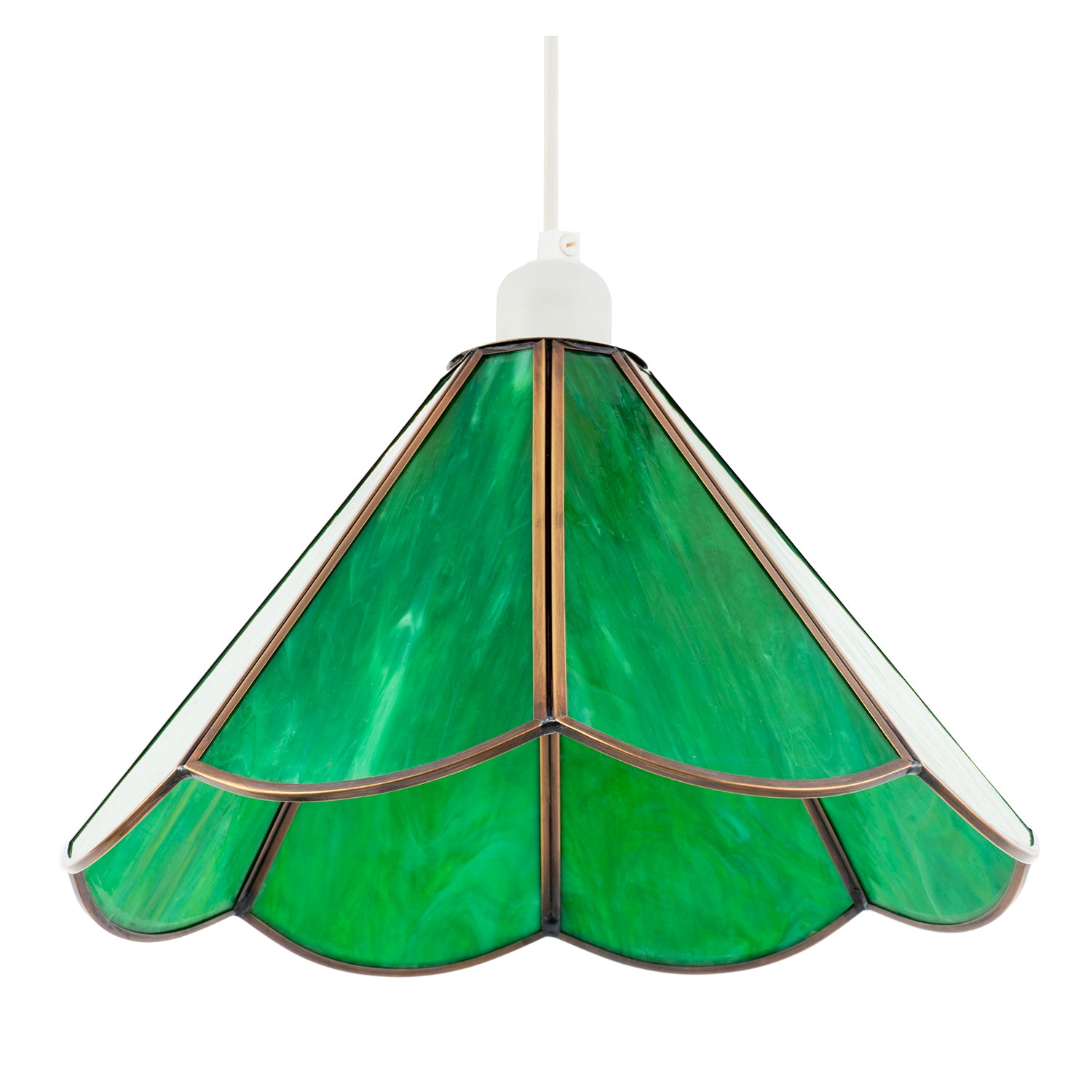 Classic Green Toned Tiffany Glass Easy Fit Pendant Lighting Shade Image 4