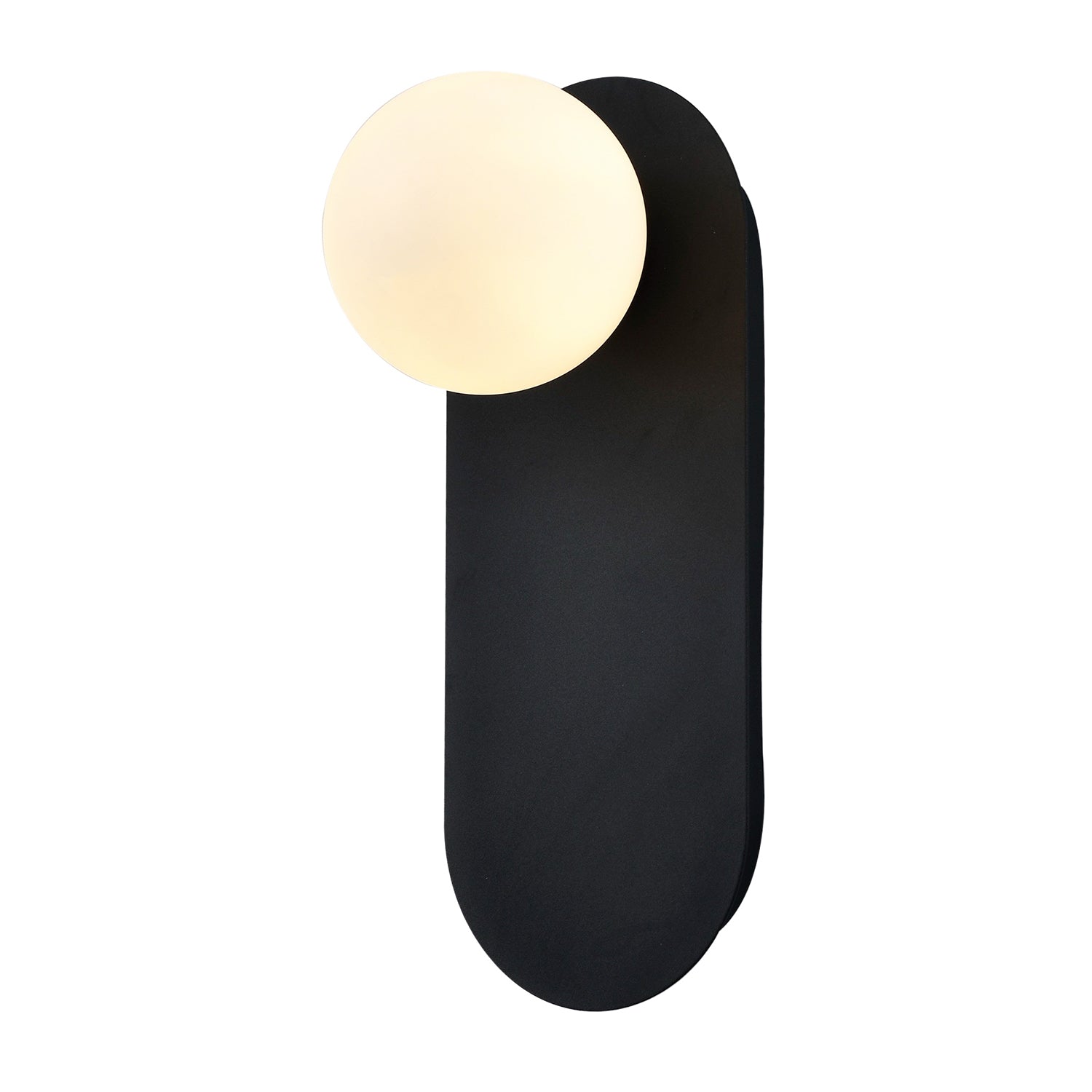 Matte Sand Black LED Wall Light with Opal White Spherical Glass Shade Image 1