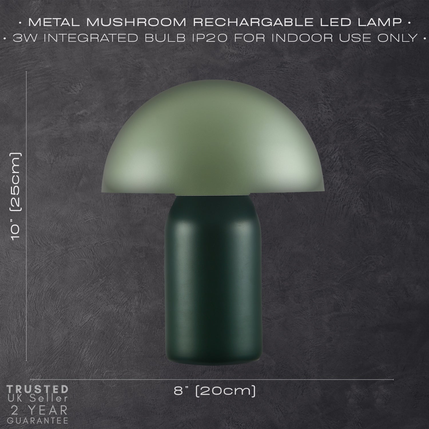 Modern Rechargeable Mushroom Table Lamp in Forest and Olive Green - Touch Dimmer Image 6