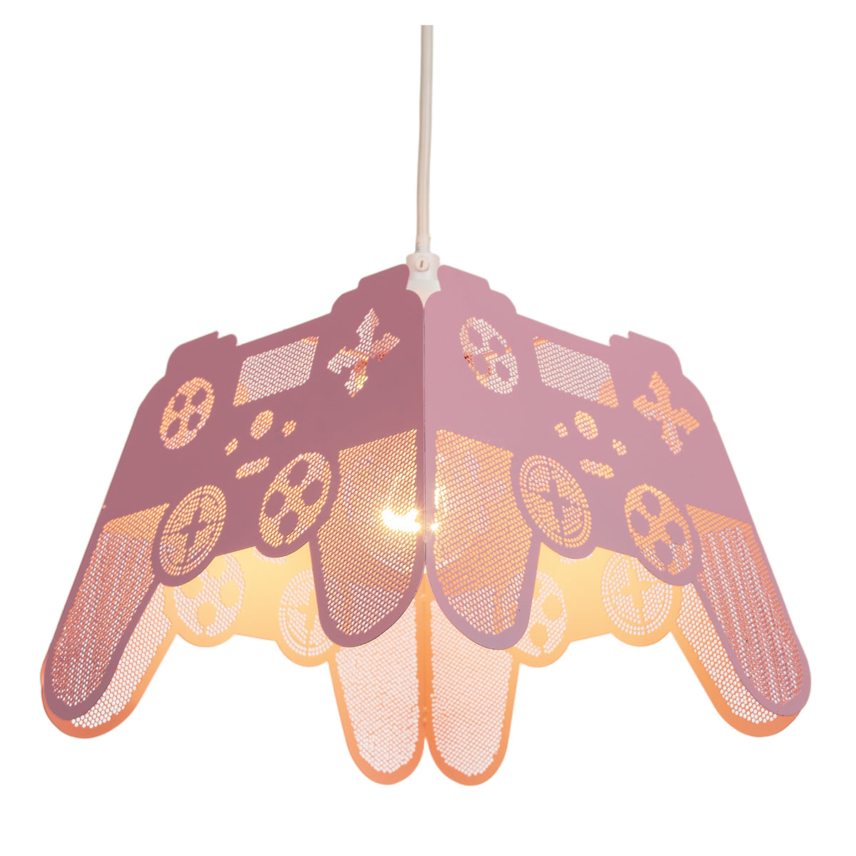 Modern Matte Pink Game Controller Pendant Shade with Laser Cut Holes Image 8