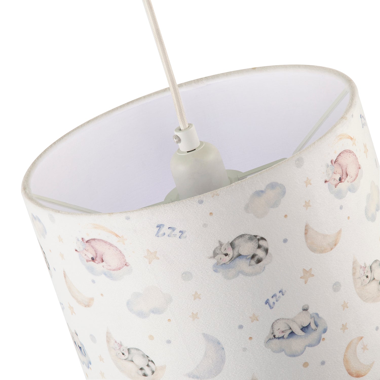 Fun and Cosy Baby Velvet Lamp Shade with Stars Clouds and Animals Image 3