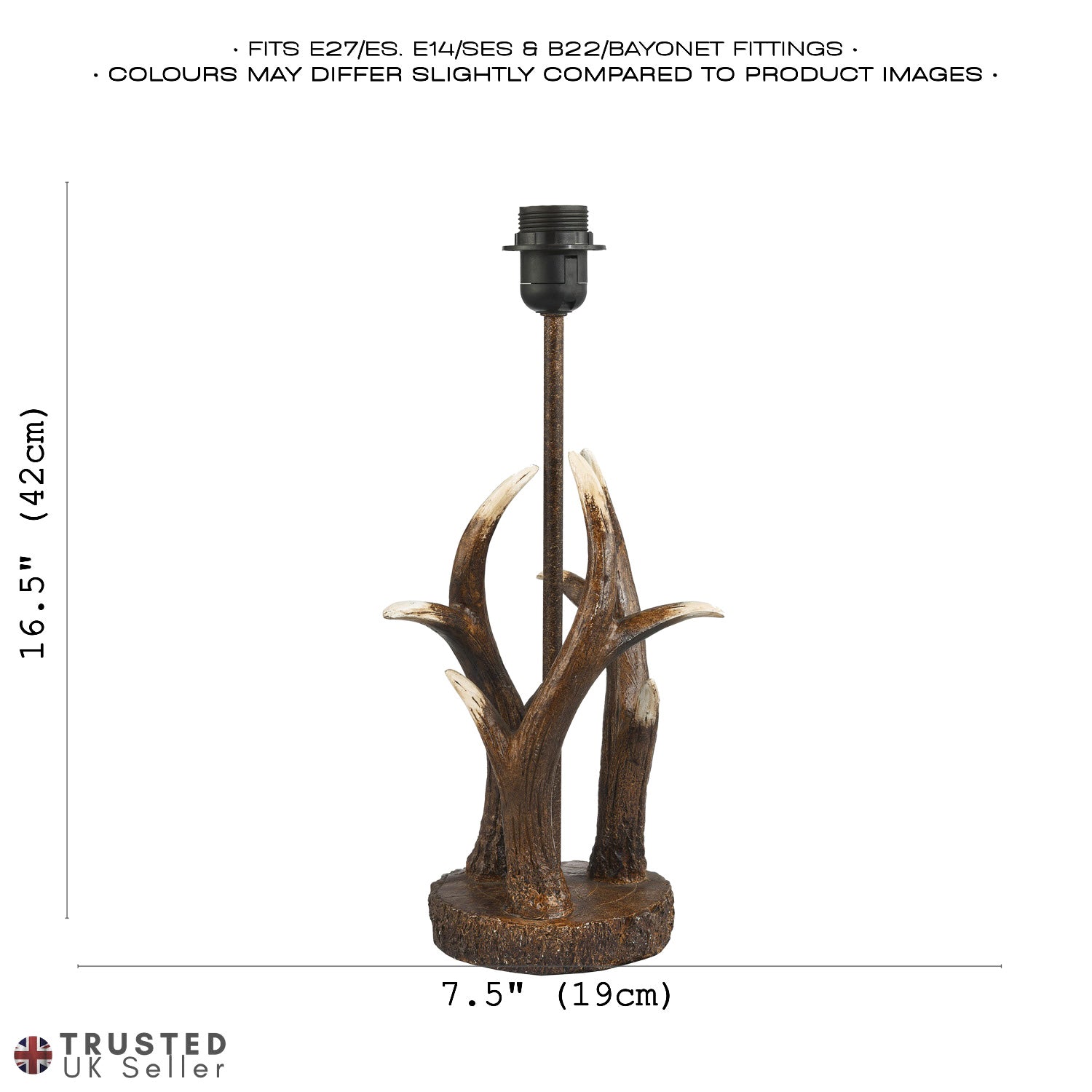 Traditionally Designed Antler Resin Table Lamp Base in a Rustic Bronze Finish Image 6