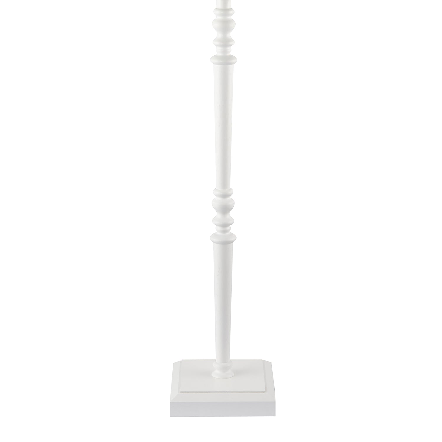 Chic White Wood Standing Floor Lamp with Square Base and Foot Switch Image 5