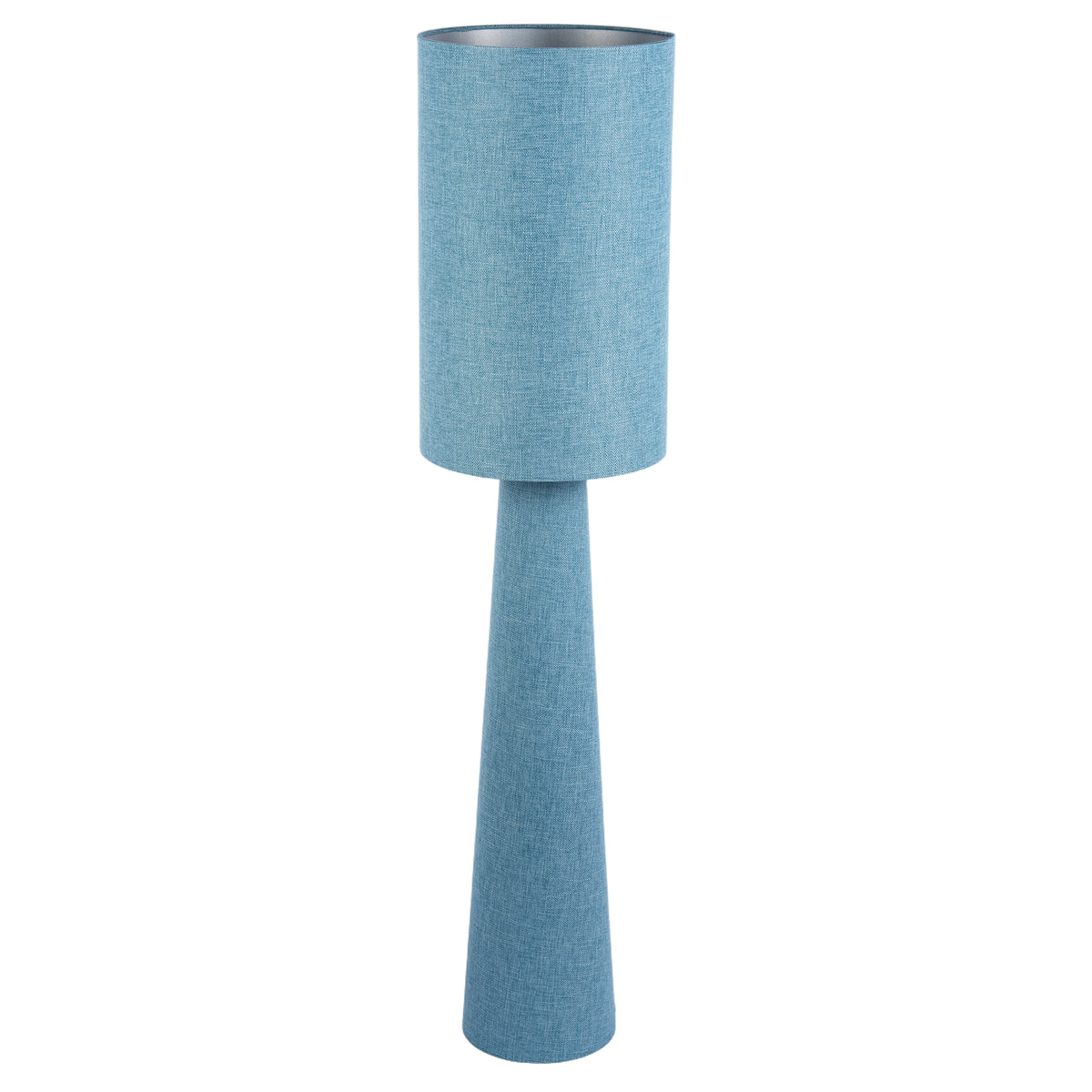 Modern Blue Nova Linen Fabric Floor Lamp with Drum Shade and Base Image 4