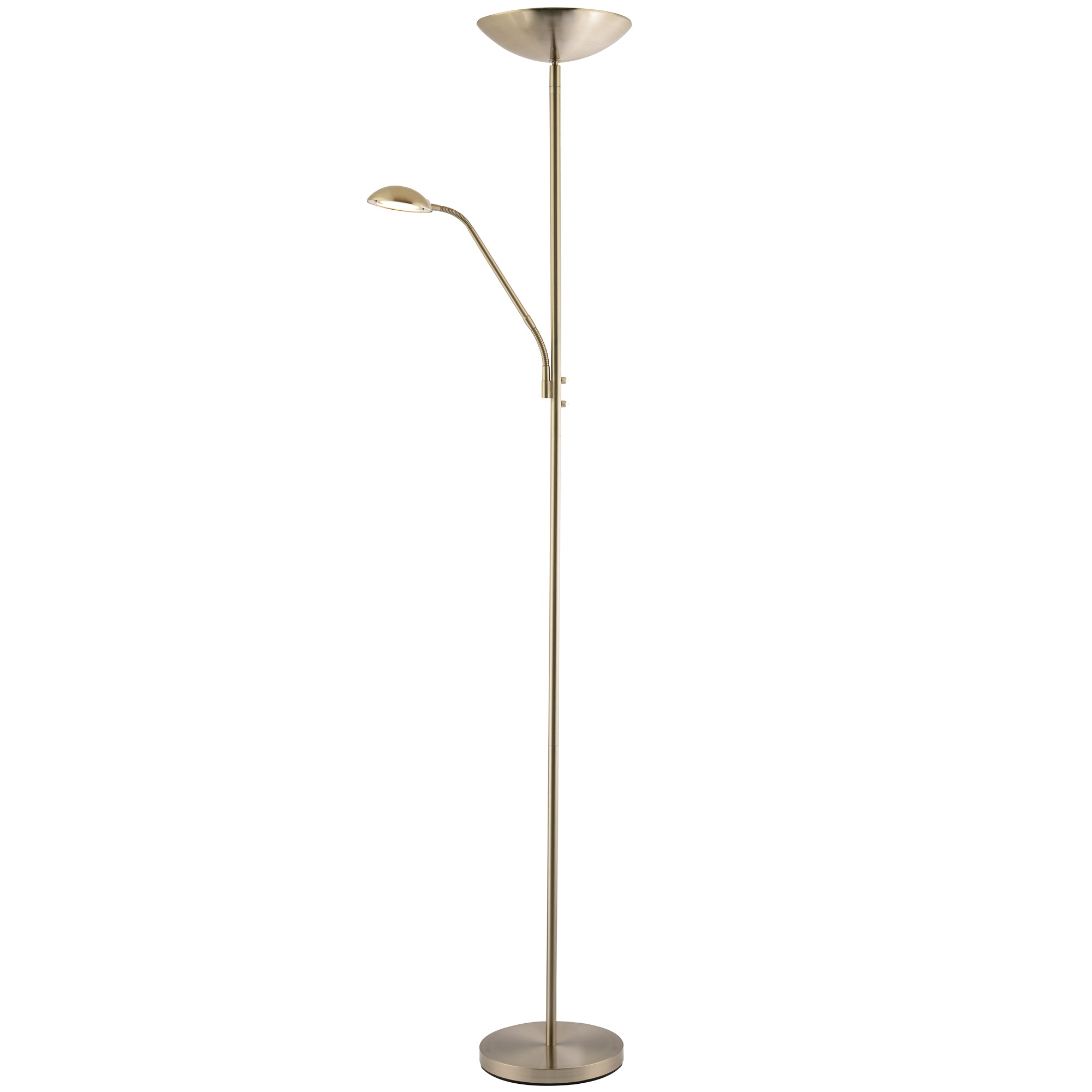 Sleek LED Mother and Child Floor Lamp in Satin Nickel with Memory Dimmer Buttons Image 1