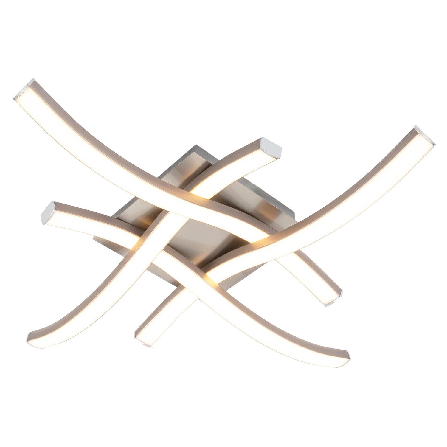 Modern LED Ceiling Lighting Fitting in Brushed Nickel with 4 Strips Image 4