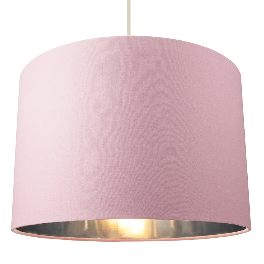 Contemporary Pink Cotton 12" Table/Pendant Lamp Shade with Shiny Silver Inner Image 4