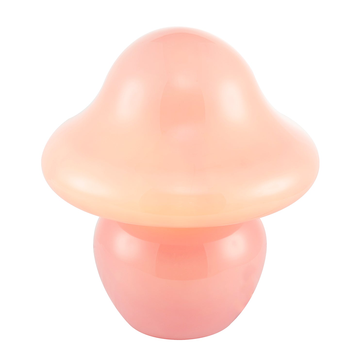 Soft Blush Pink Mushroom Table Lamp with Curvy Head and Round Base Image 8