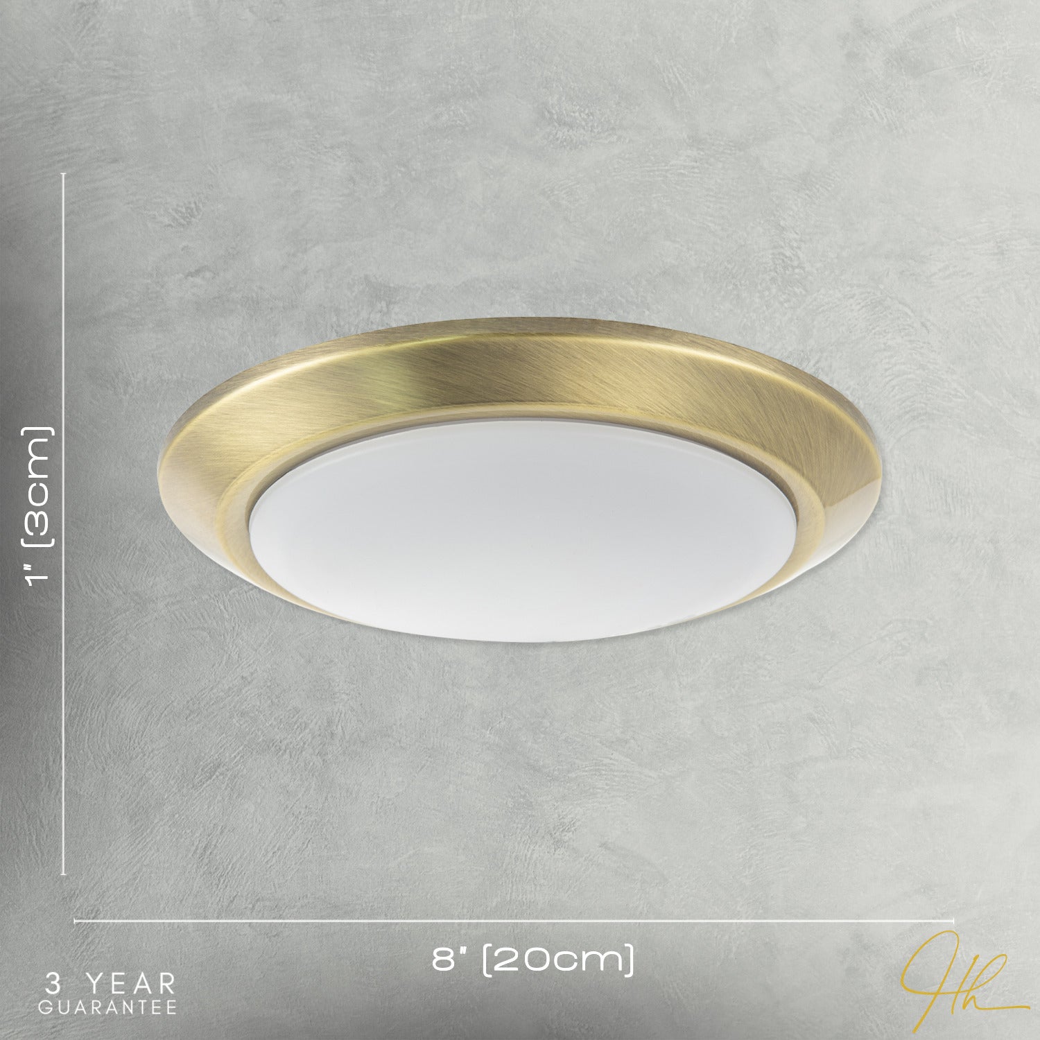 Contemporary Antique Brass Flush LED Bathroom Ceiling Light Fitting Image 7