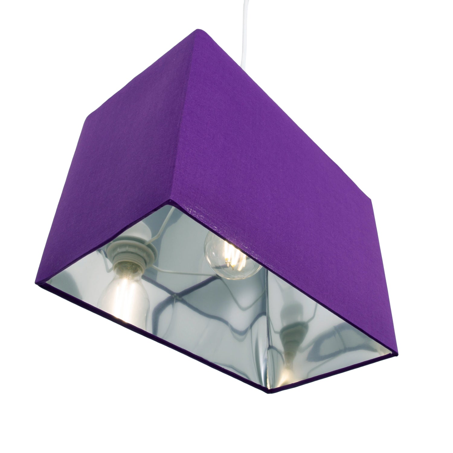 Contemporary Purple Cotton Fabric Rectangular 30cm Lamp Shade with Silver Inner Image 3