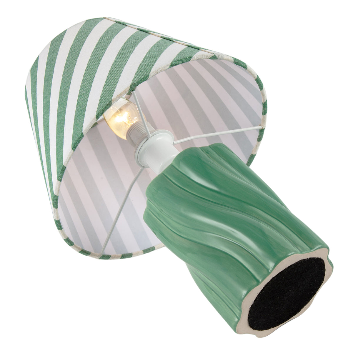 Glossy Sage Green Glazed Ceramic Lamp with Sculptural Twisted Base Image 5