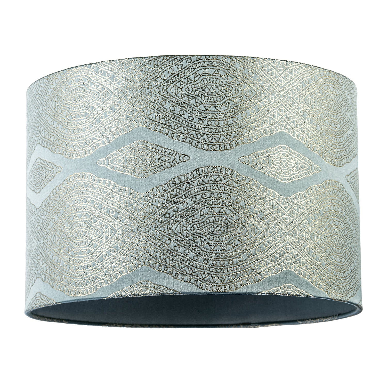 Sophisticated Duck Egg Lamp Shade with Intricate Geometric Pattern Image 1