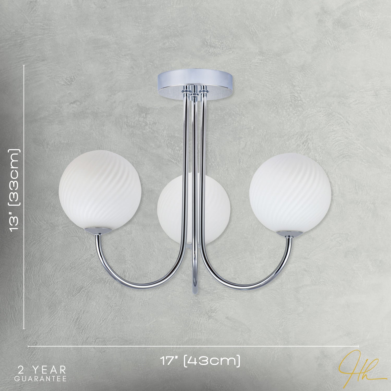 Modern Polished Chrome Plated Ceiling Light Fitting with Swirl Glass Image 7