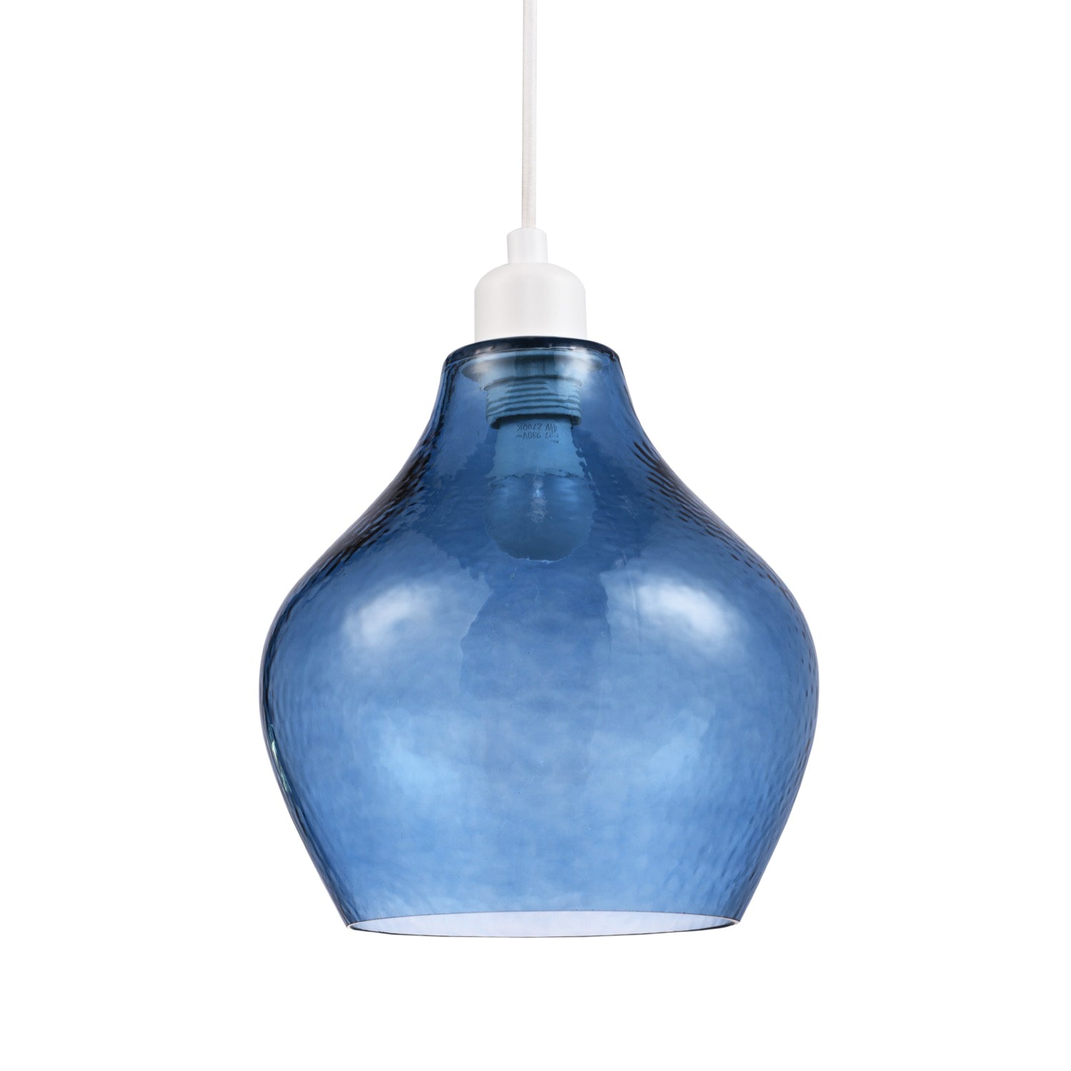 Modern Designer Midnight Navy Blue Curvy Dimpled Glass Pendant Light Shade Image 1