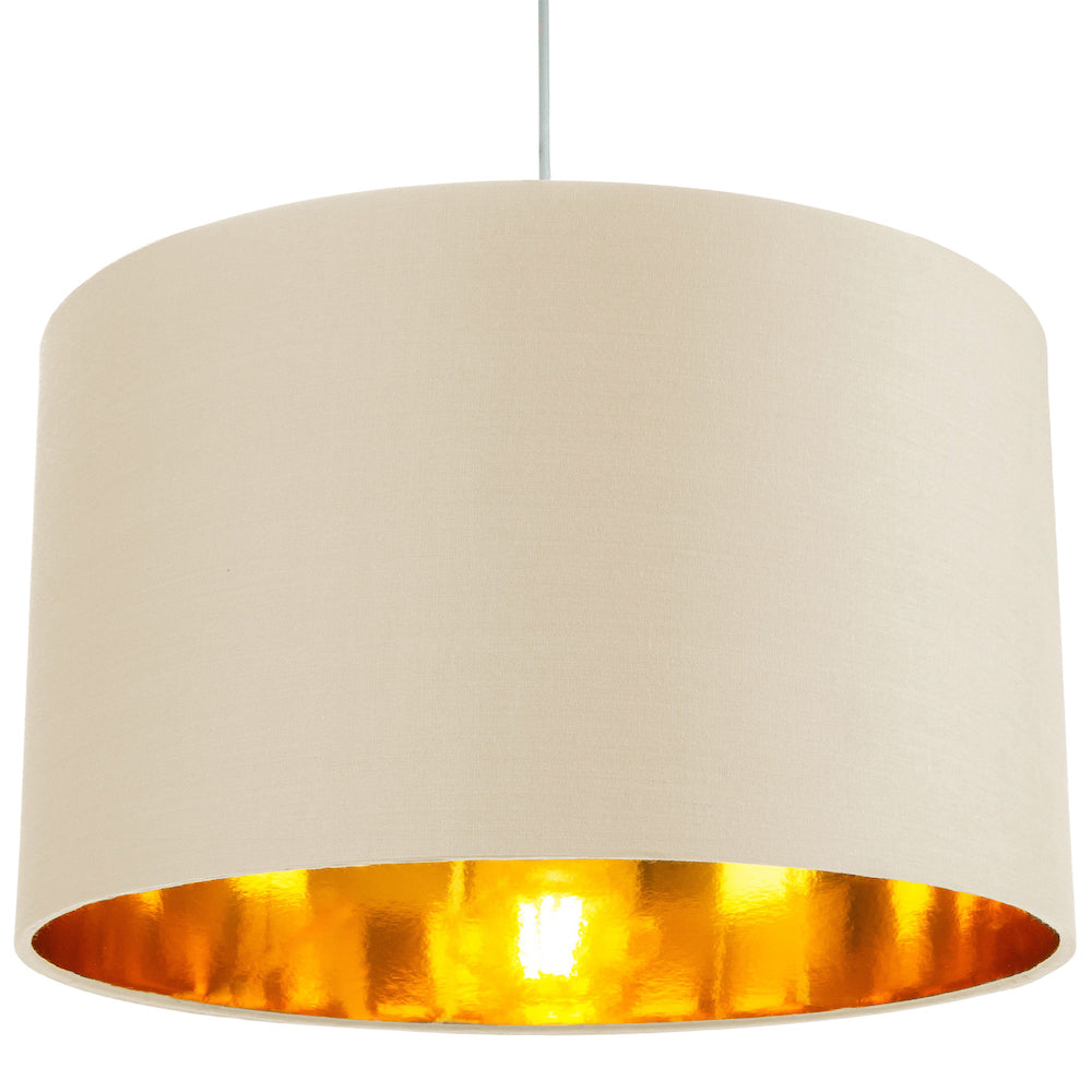 Contemporary Cream Cotton 14" Table/Pendant Lamp Shade with Shiny Copper Inner Image 6