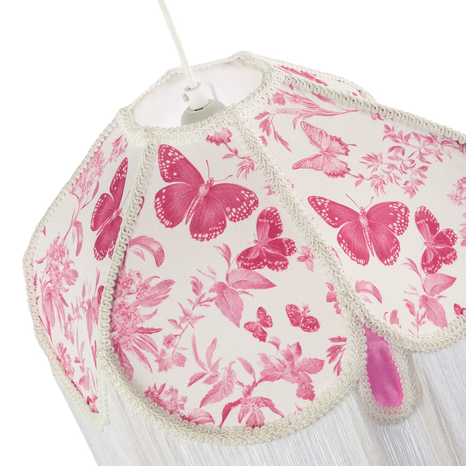 Pink Butterfly Victorian Vintage Lamp Shade with Oval Velvet Sections Image 3