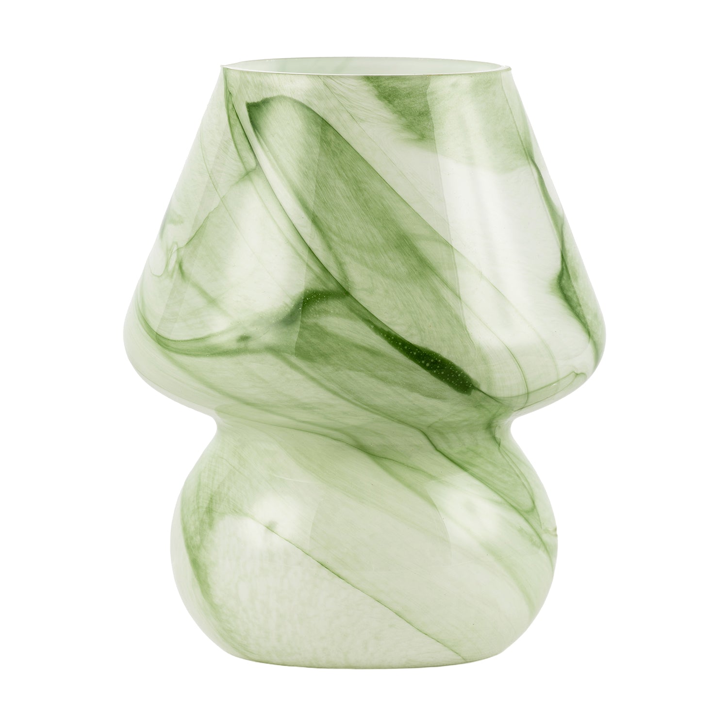 Modern Mini Mushroom Glass Table Lamp with Green Marble Effect Pattern Image 1