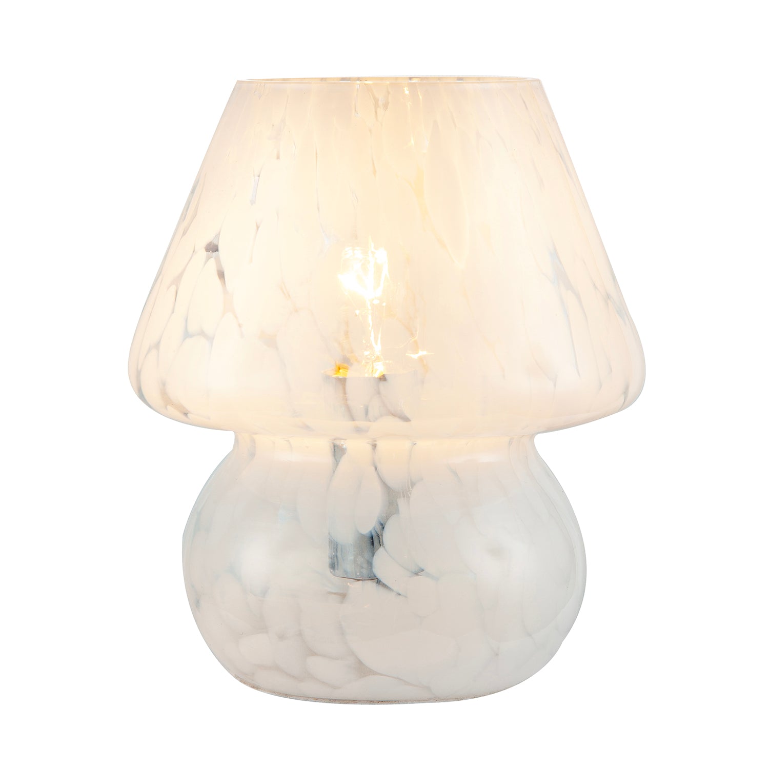 Modern Designer Mushroom Glass Table Lamp in White Snowflake Pattern Image 4