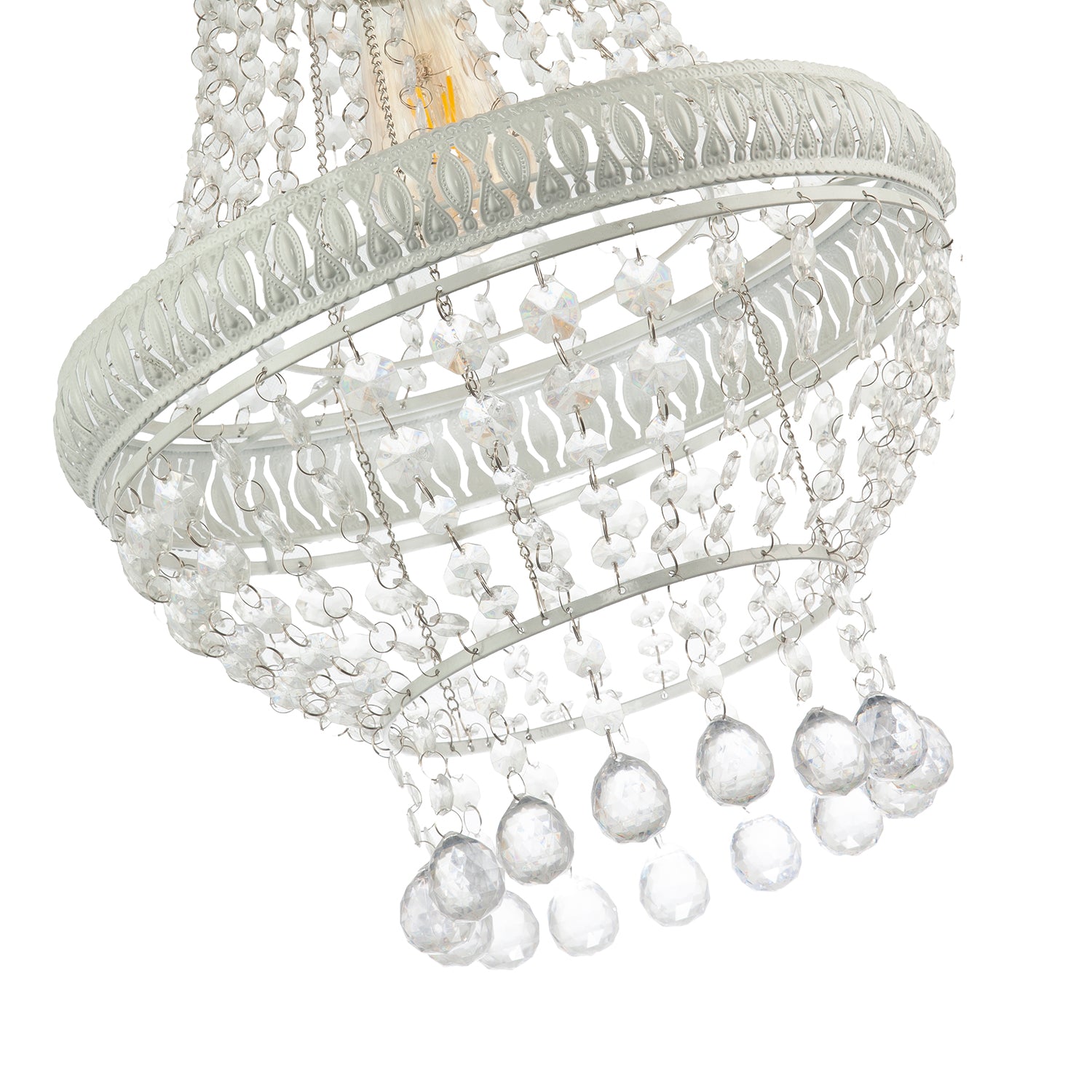 Vintage and Ornate White Metal Pendant Light Shade with Clear Acrylic Image 4