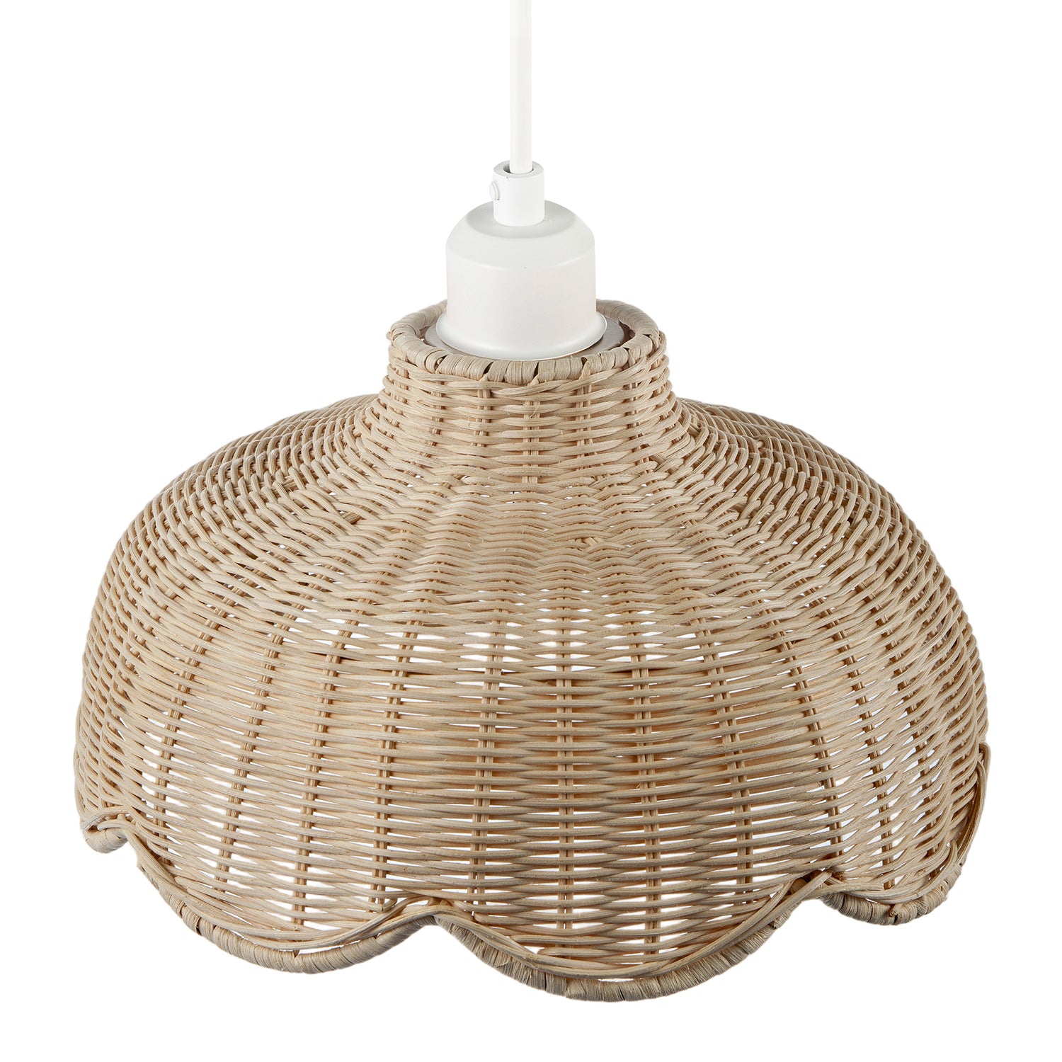 Handwoven Natural Rattan Pendant Light Shade with Scalloped Edge Image 3