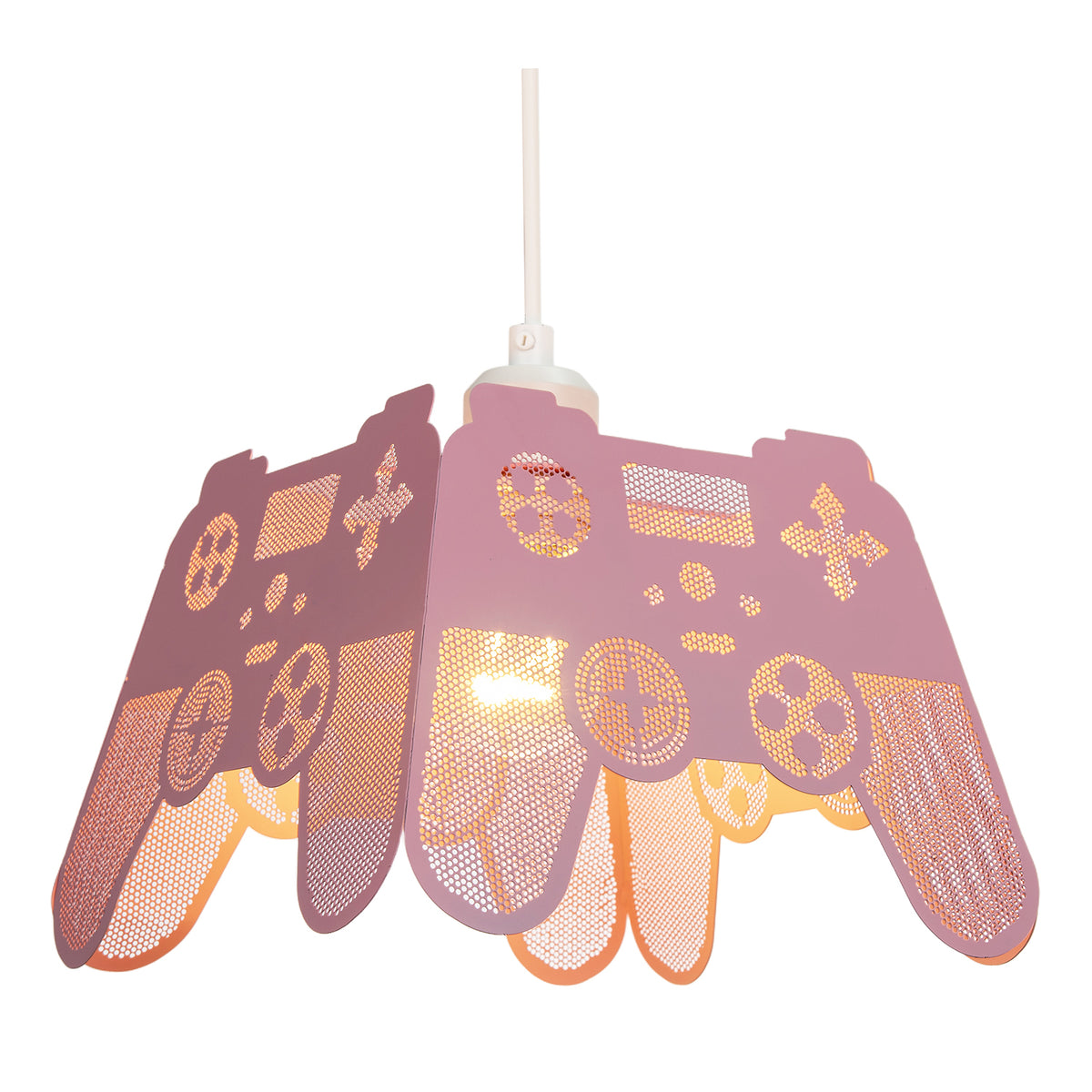 Modern Matte Pink Game Controller Pendant Shade with Laser Cut Holes Image 2