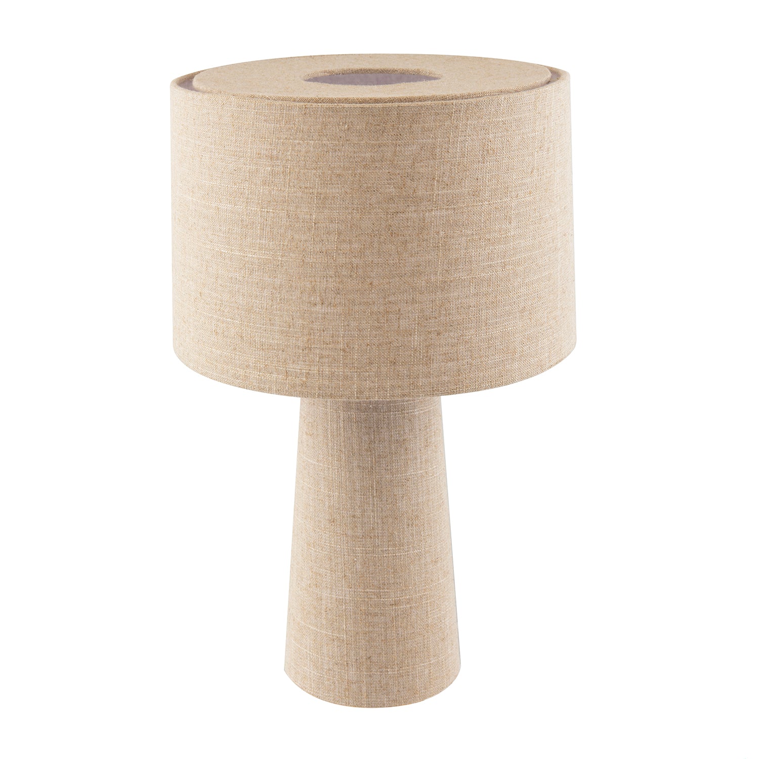 Modern Natural Oatmeal Linen Table Lamp with Fabric Shade and Base Image 3