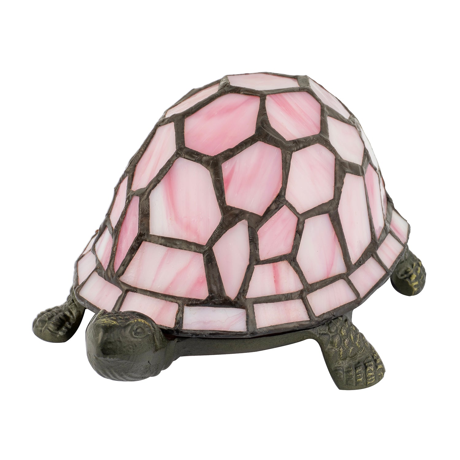 Classic and Quirky Soft Pink Stained Glass Tiffany Tortoise Table Lamp Image 4