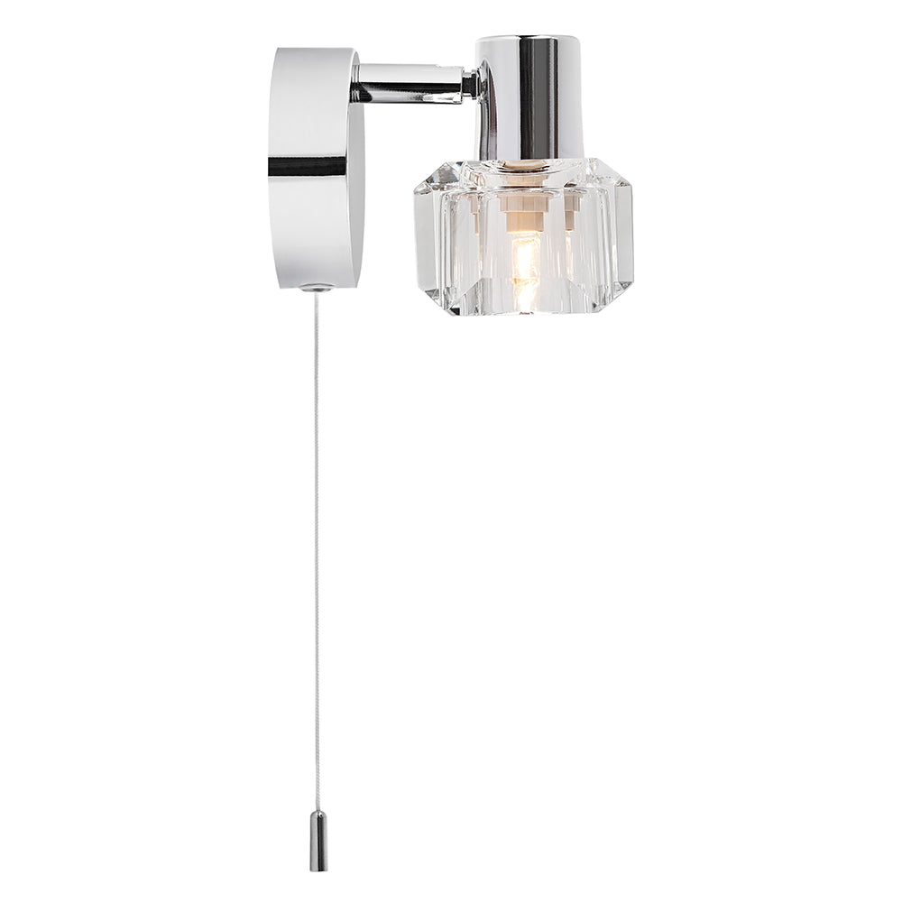 Modern Polished Chrome Wall Light with Chunky Ice Cube Shade Image 2