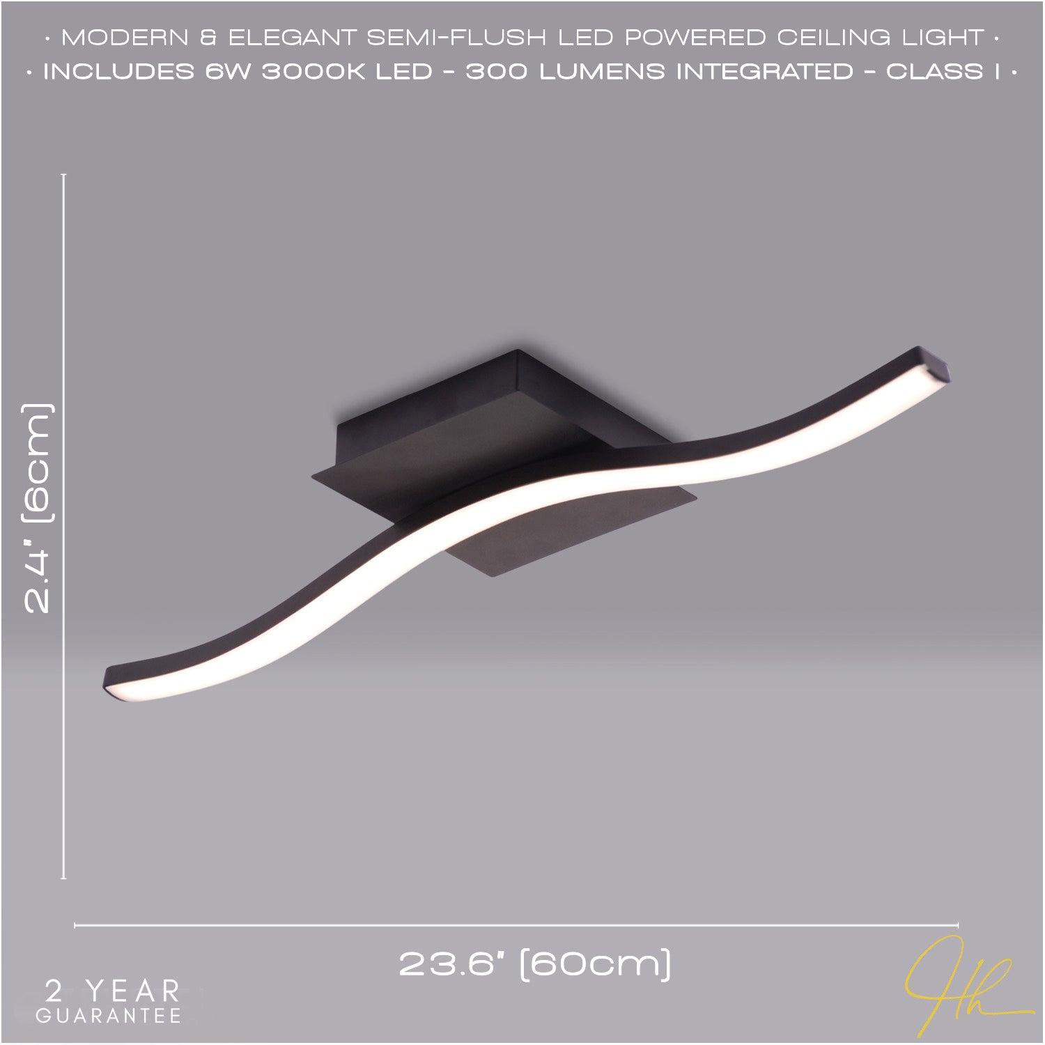 Contemporary Designer Single Wavy Strip LED Ceiling Light Fitting in Matte Black Image 6