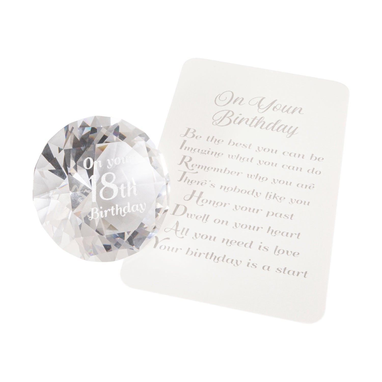 Modern Transparent K9 Crystal Glass 18th Birthday Sentiment Ornament Gift Set Image 2