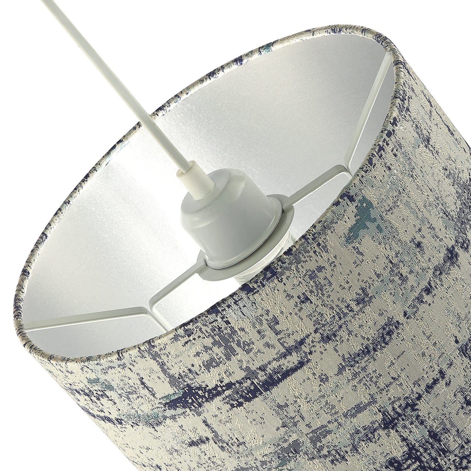 Unique Navy Blue and Silver Camouflage Jacquard Fabric Drum Lamp Shade Image 3