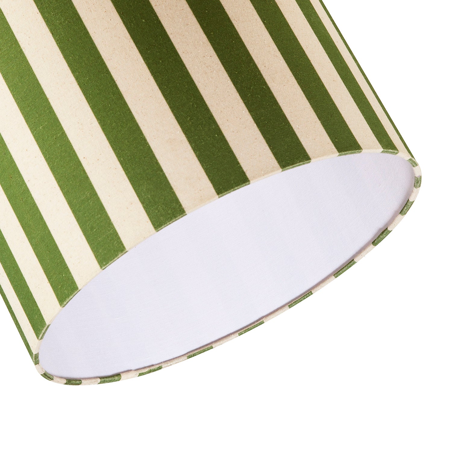 Garden Olive Green and Oatmeal Linen Striped Shade with Fabric Inner Image 5