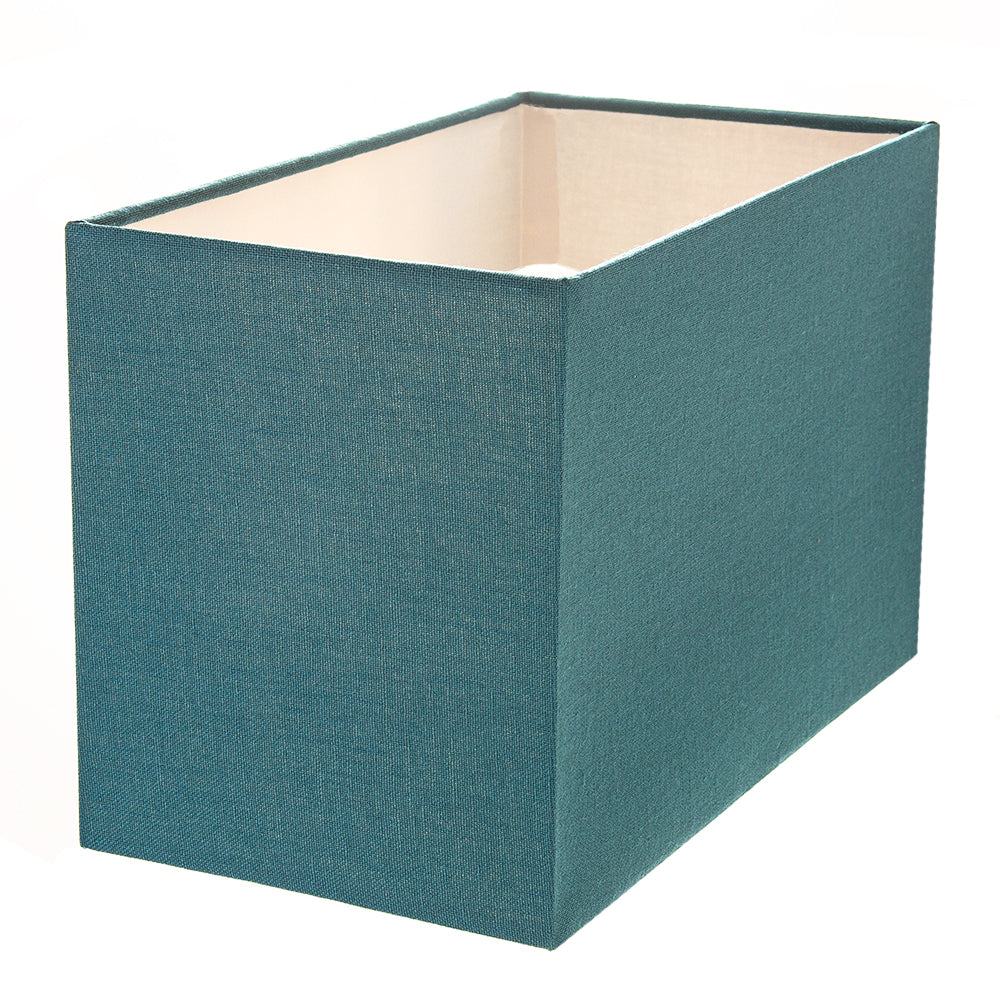 Contemporary and Stylish Vivid Teal Linen Fabric Rectangular Lamp Shade Image 2