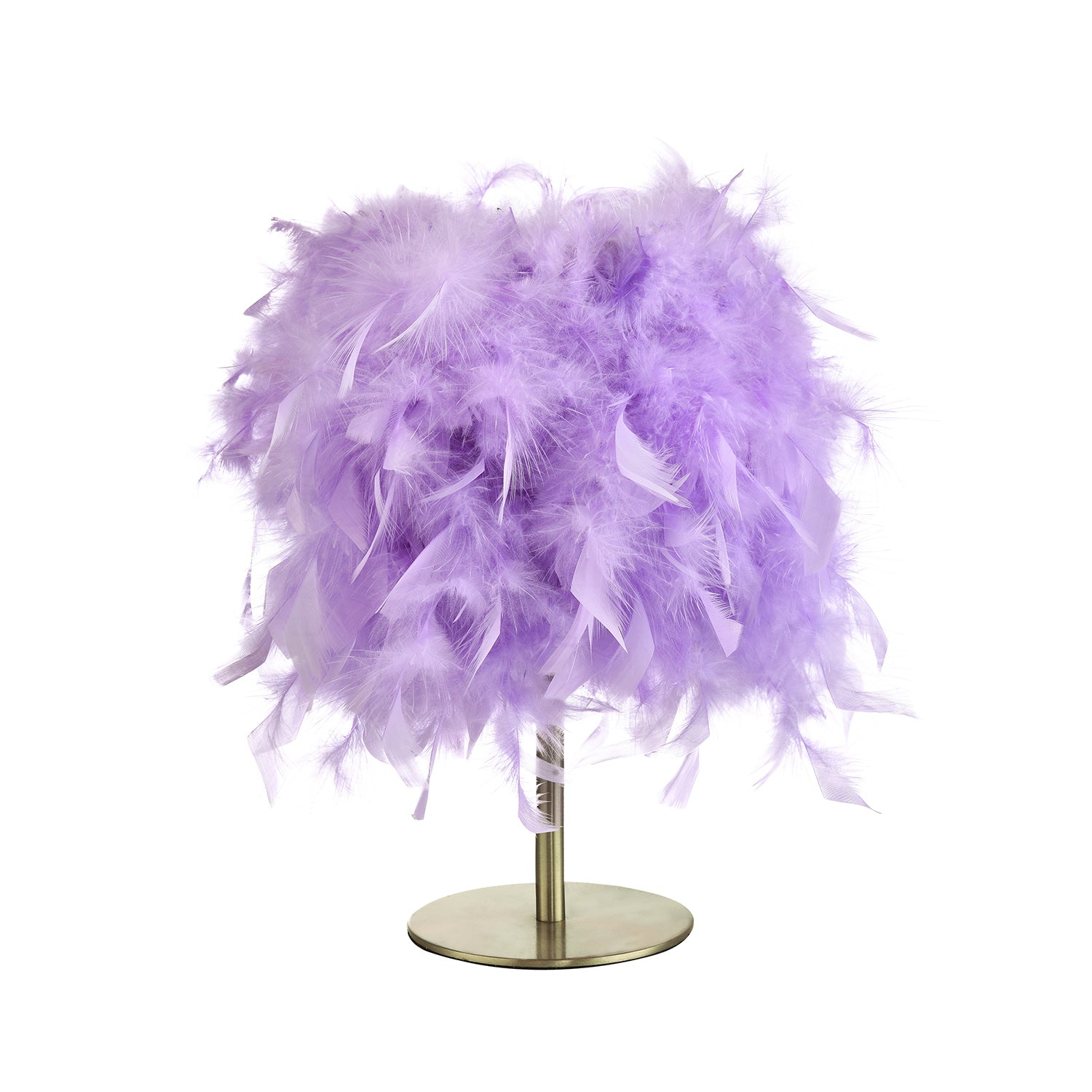 Modern and Chic Real Lilac Feather Table Lamp with Satin Nickel Base and Switch Image 1