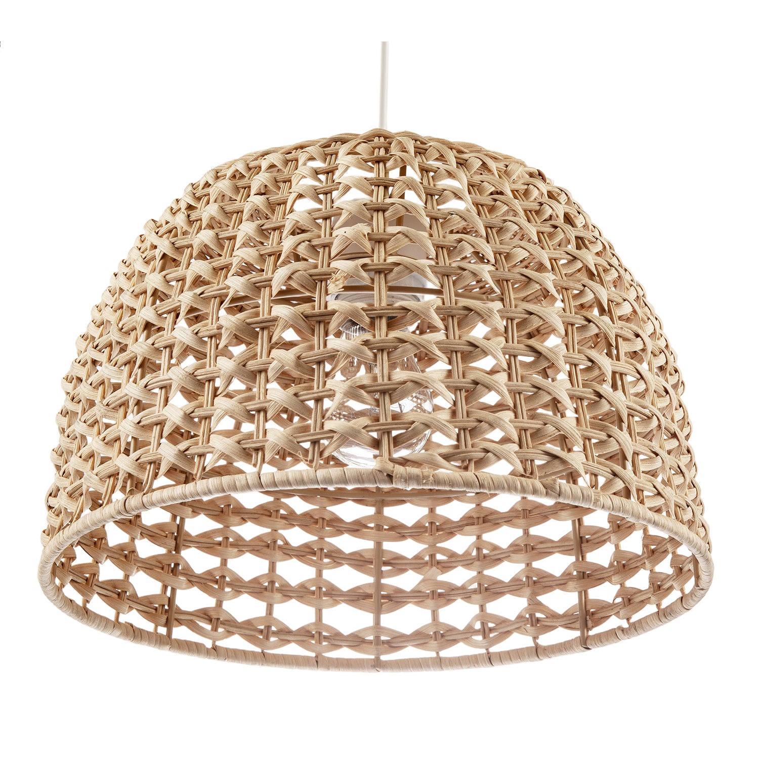 Vintage Intricate Woven Lattice Light Toned Rattan Pendant Light Shade Image 5