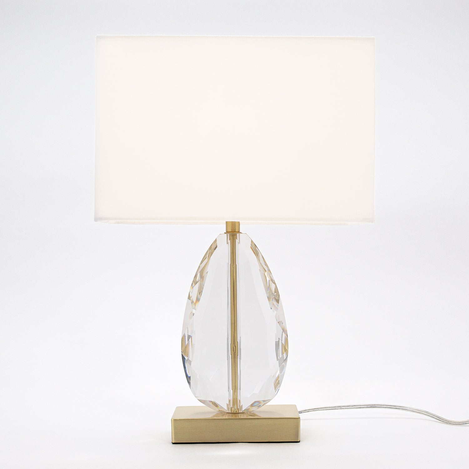 Modern Clear K9 Faceted Crystal Glass Table Lamp Base with Brushed Gold Base Image 4