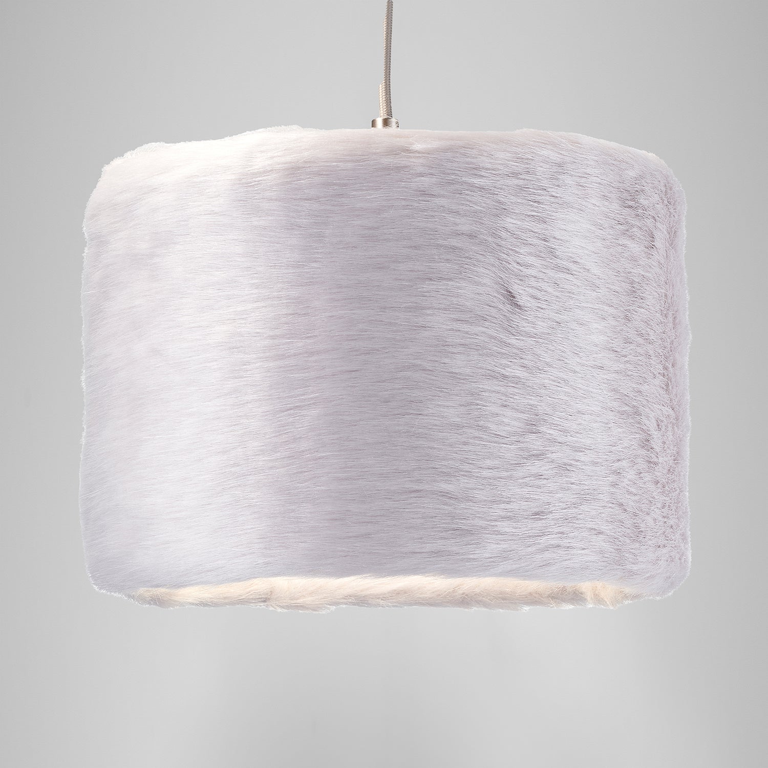 Modern Grey Soft and Brushable Faux Fur 10" Lamp Shade with Cotton Fabric Inner Image 8