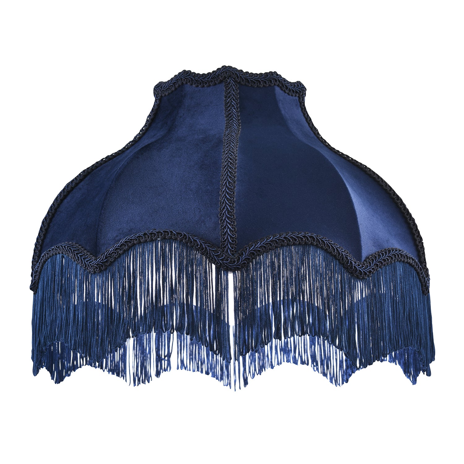 Classic Victorian Lamp Shade in Midnight Blue Velvet with Navy Trims Image 3