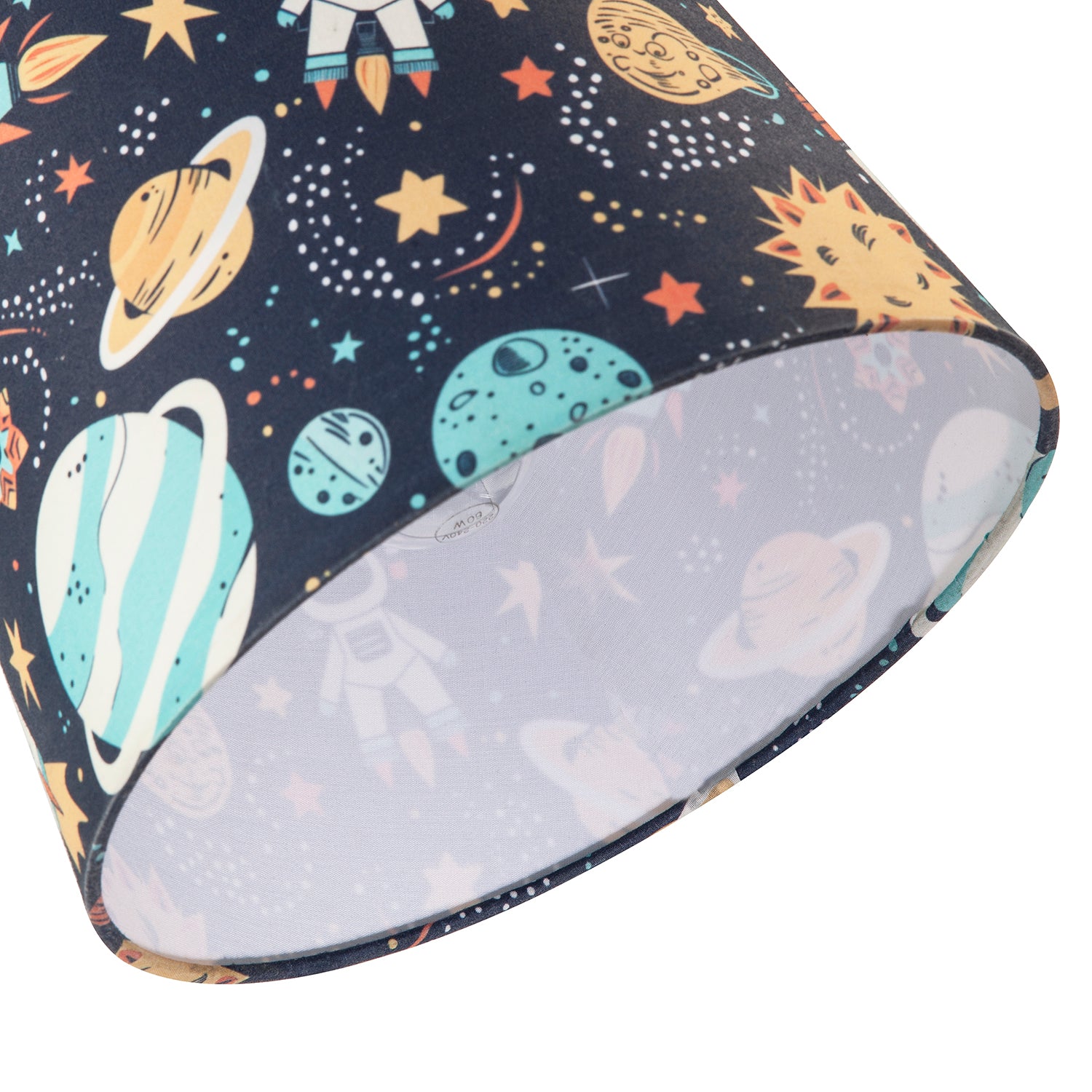 Space Themed Childrens Lamp Shade with Rockets Planets and Astronauts Image 5