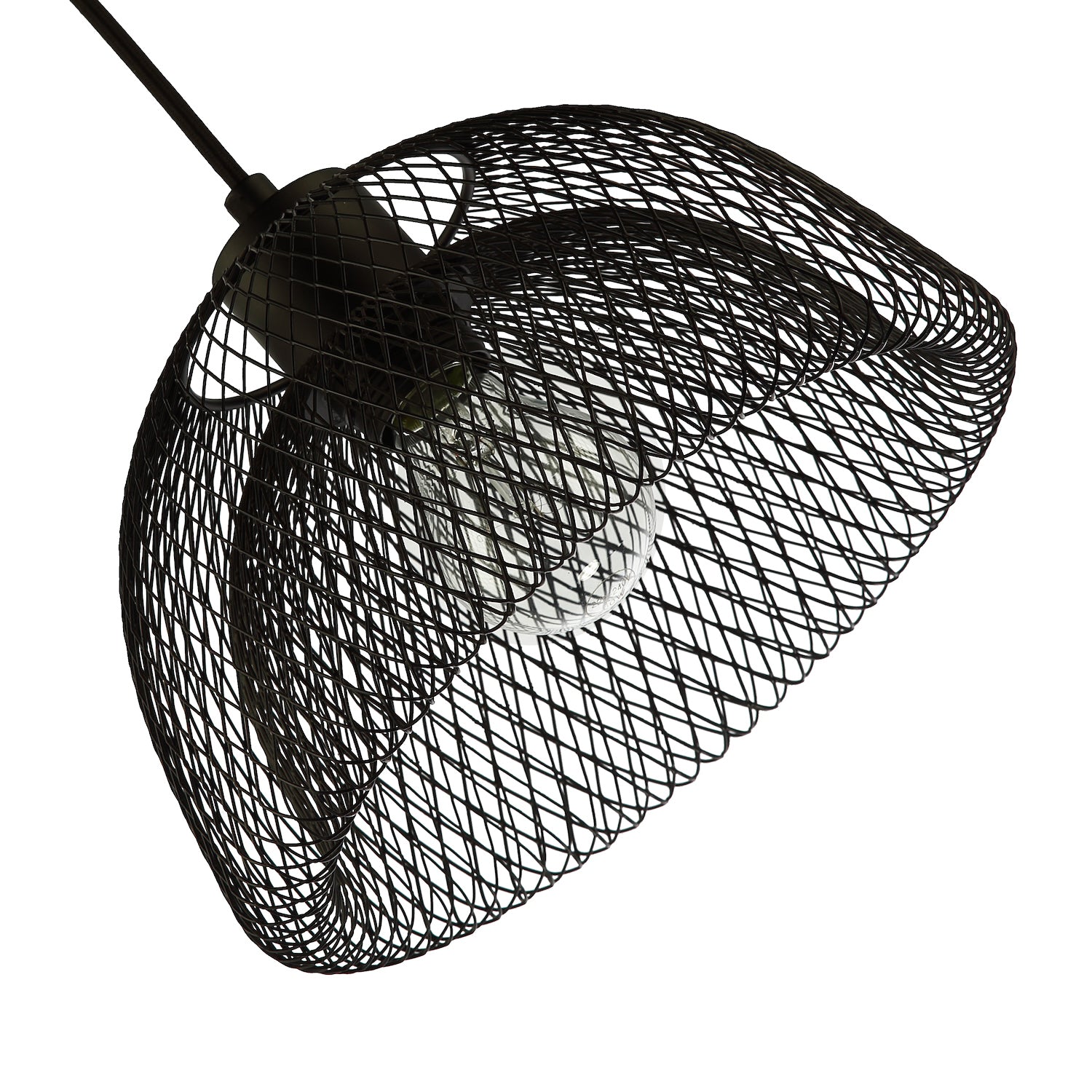 Industrial and Modern Double Mesh Wire 26cm Pendant Light Shade in Matte Black Image 3